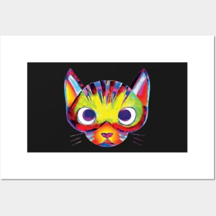 Multicoloured Cat Art Pattern Posters and Art